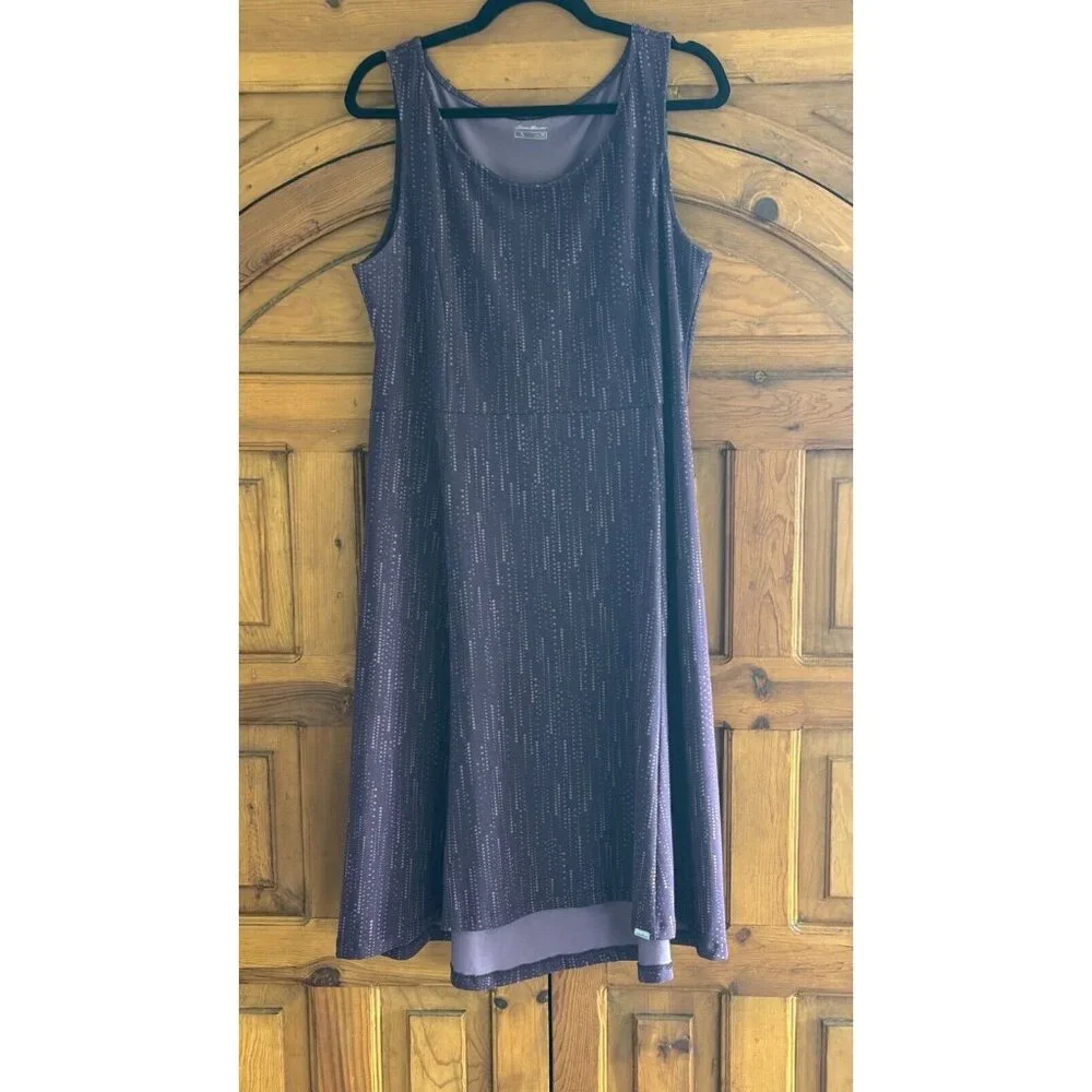 EDDIE BAUER Dress-Purple Poly/Rayon Knit Sleeveless Empire, Dotted Pattern, XL - Picture 1 of 6